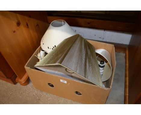 A box containing a chandelier in the form of daisies; cut glass shades and lamps 