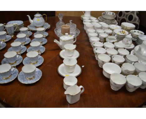 A glass dressing table set; together with a quantity of Royal Doulton "Gold Concord" teaware and a Beswick vase