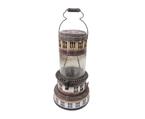 Portable PERFECTION Smokeless Oil Heater No. 750 - Brown / Cream Enamel,  operates on paraffin (kerosene) H60cm.