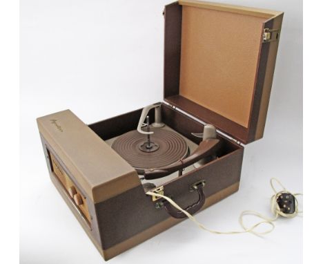 A 1950s Regentone Handygram Portable record player. 38X44X22cm.