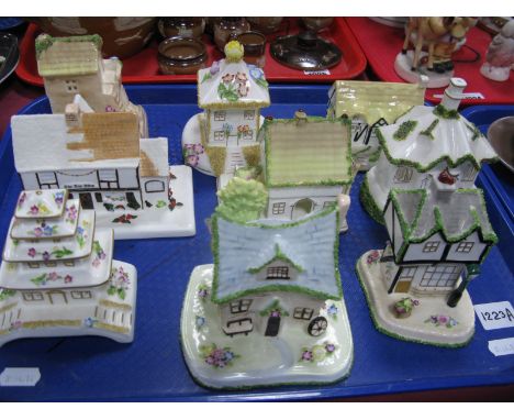 Coalport China Cottages, 'The Gate House', 'The Toy Shop'. The Crooked Cottage' etc:- One Tray