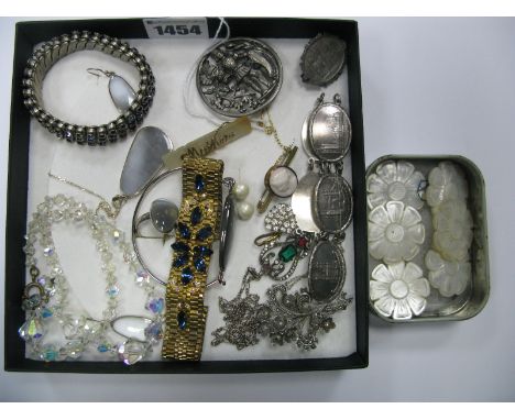 A Hallmarked Silver Souvenir Panel Bracelet LILD, London 1945, York Minster souvenir brooch, modern matching pendant, bangle,