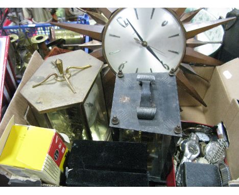 A 1960's Metamec Star Shaped Wall Clock, two Kundo German mantel clocks, etc; ladies, gent's watches, pocket watches:- One Bo