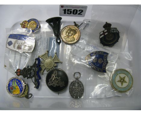 Derbyshire Shield Finalist 1932 Enamel Button Hole Badge; "For Empire Junior Imperial &amp; Constitutional" badge, "925 Sterl