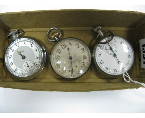 An Openface Pocketwatch, the engine turned dial with Arabic numerals, within engine turned case; together with a Smiths Empir