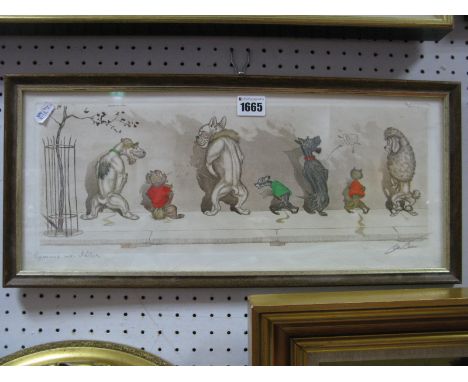 Boris O'Klein, Dirty Dogs - 'Comme Nos Maitres', coloured print, approximately 16 x 44cm, signed.