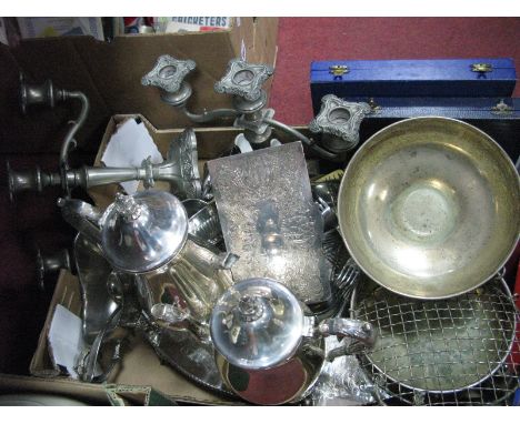 Viners Tea Service, rose bowl, cutlery, offering box, other plated ware:- One Box