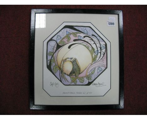 Emma Bossons, Black Ryden Cobridge Moorcroft Songbird Print, September 2003, Limited Edition No 42-150 name printed bottom ri