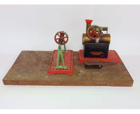 Mammod traction engine fitted to a hardwood base