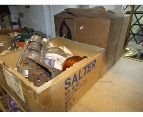 A Bialaddin pressure lantern model 320 in original cardboard packaging together with three others (also boxed), an oil lamp w