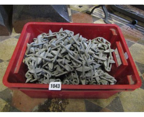 A quantity of diamond and chain link railing, six lengths, 2metres and 85 cm approx, plus one further length approximately 2 