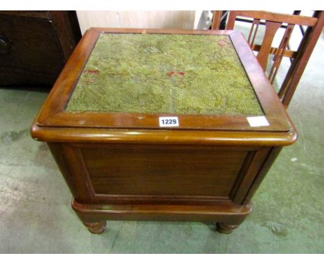 A Victorian mahogany box commode with carpet seat