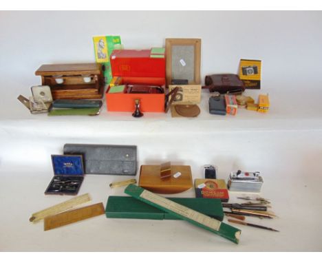 Good mixed stationers lot to include various boxed rulers, measuring tools and others