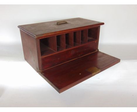 Late 19th century campaign writing trunk, the hinged lid fitted with a recessed handle