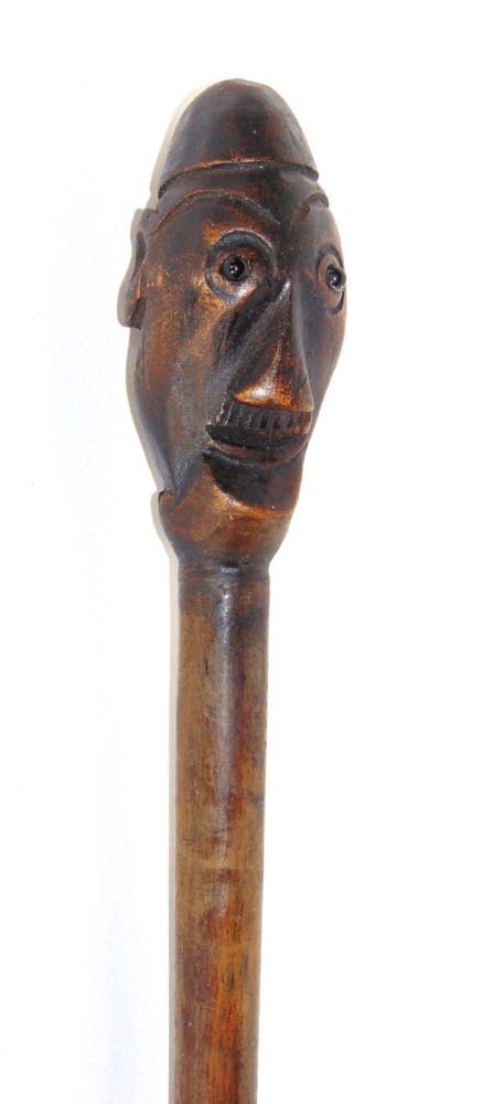 Tribal interest - African walking stick with carved tribesman head knop ...