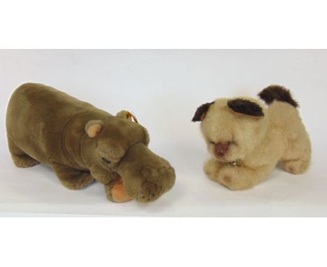 Steiff Hippo together with a further real soft toys Siamese cat toy (2)