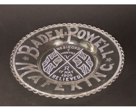 A Baden-Powell Mafeking dimpled glass commemorative type plate