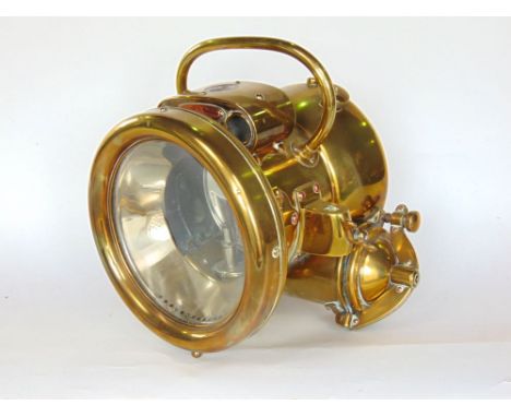 Good brass and copper riveted early motoring Lucas "KingLite" carbide lamp