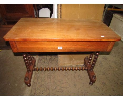 A 19th century rosewood veneered side/occasional table of rectangular form with rounded corners over a frieze drawer raised o