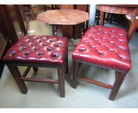 A Victorian octagonal oak occasional table with carved borders raised on barley twist supports and stretchers, together with 