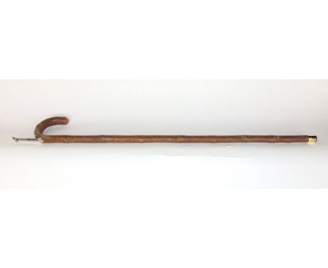 Good antique horse measuring stick, the white metal fitting enclosing a ruler and spirit level, 93cm long