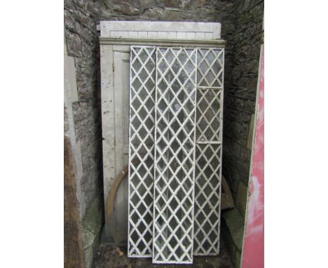 A pair of reclaimed tongue and grove braced painted wooden garage doors or gates, 7ft span x 78.5 inches in height, approx; t