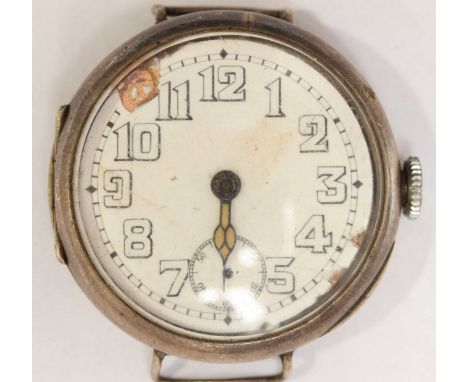 A Rolex silver cased wrist watch, the white enamel dial with black Arabic numerals and subsidiary seconds dial, the unmarked 