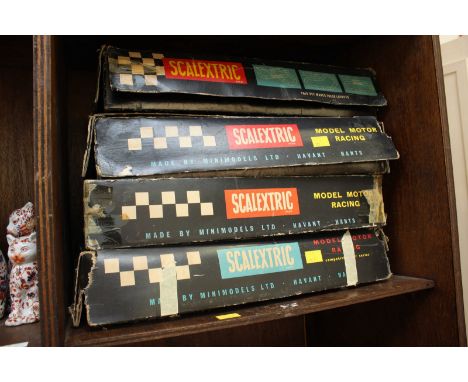Five Scalextric boxed sets including track and controllers together with three boxes of various accessories comprising of con