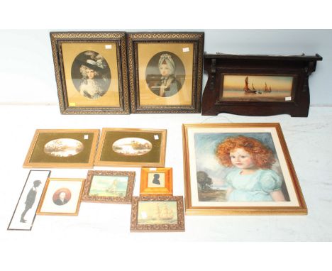 A maritime watercolour 'Off Yarmouth' monogrammed GM, in an oak frame, together with a watercolour of a young girl by Edward 