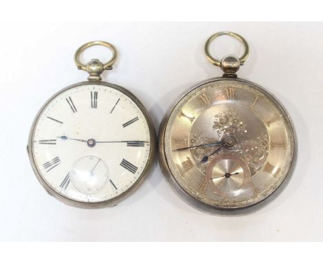 A Victorian silver fusee pocket watch by R. Wright, the silvered dial with applied gilt Roman numerals, hallmarked London 186