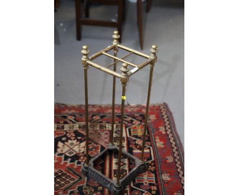 A brass stick stand, 8 1/2" square (no drip tray) 