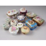 Two Limoges pill boxes, two Sevres pill boxes and eight similar boxes