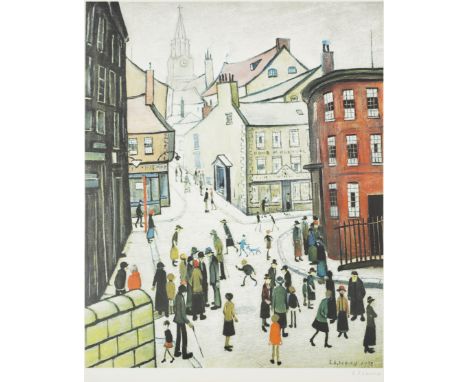 Laurence Stephen Lowry RBA RA,  British 1887-1976,Berwick on Tweed;lithograph in colours after the painting of 1968, signed i