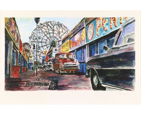 Bob Dylan,  American b.1941-Amusement Park Alleyway, 2016;giclée print in colours on Hahnemühle 350gsm Museum Etching paper, 