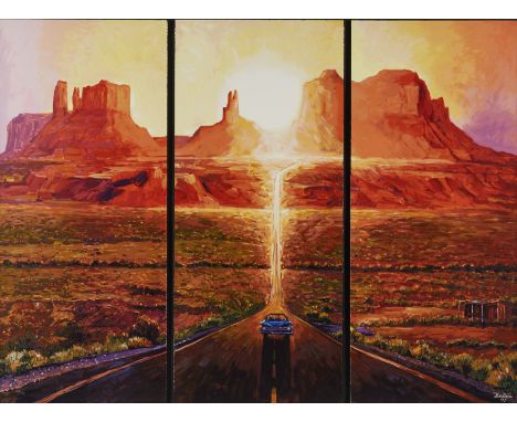 Bob Dylan, American b. 1941- Sunset, Monument Valley, 2022;pigmented and acrylic resin ink silkscreen on hand torn Archival C