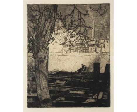 Sir Frank William Brangwyn RA RWS RBA, British 1867-1956,&nbsp;The Tree, Hammersmith; etching and drypoint on zinc plate on w