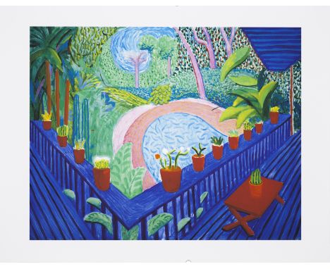 David Hockney OM CH RA, British b. 1937-Red pots in the garden, 2000;giclée print in colours on Somerset rag paper,  with the