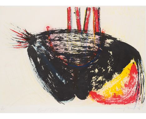 Sir Terry Frost RA,&nbsp;British 1915-2003,&nbsp;Bull Black [Kemp 124], 1991;&nbsp;colour etching with added hand colouring o