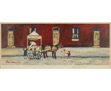 Alan Lowndes,  British 1921-1978,   The Ice Cream Seller, 1963;   offset lithograph in colours on wove,  after the original w