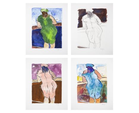 Bob Dylan, American b.1941-   The Drawn Blank Series (set of four Woman in Red Lion Pub), 2008;each giclée print on Hahnemühl