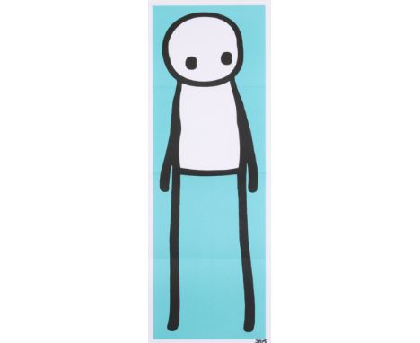 Stik,  British b.1979-Standing Figure (Teal), with book;offset lithograph in colours on wove, signed in marker pen,  image: 7