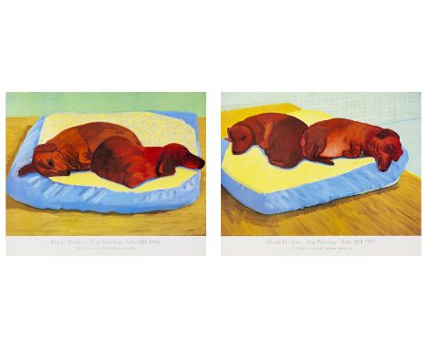 After David Hockney OM CH RA, British b. 1937-Dog 38, 1995; Dog 43, 1995;each offset lithographic poster, each 53 x 64.8 cm, 