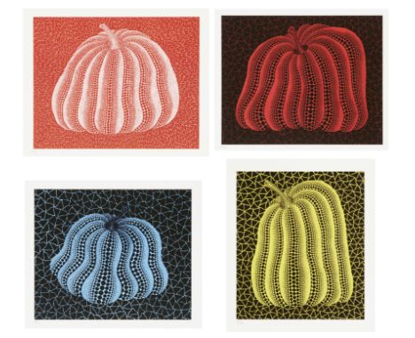 Yayoi Kusama,&nbsp;Japanese b.1929-&nbsp;Pumpkin (Yellow &amp; Black); Pumpkin (Red &amp; White); Pumpkins (Blue &amp; Black)