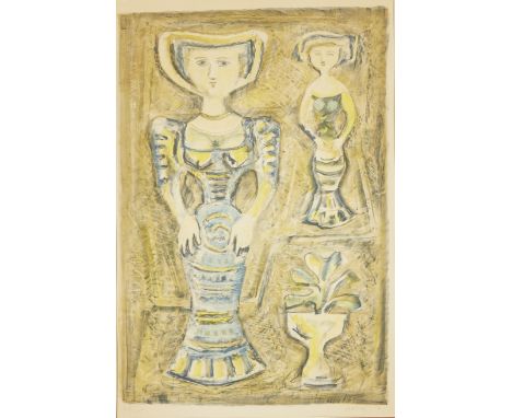 Massimo Campigli, Italian 1895-1971,Femmes Fleurs, 1957;lithograph on paper watermarked L'Oeuvre Gravée (underneath the mount
