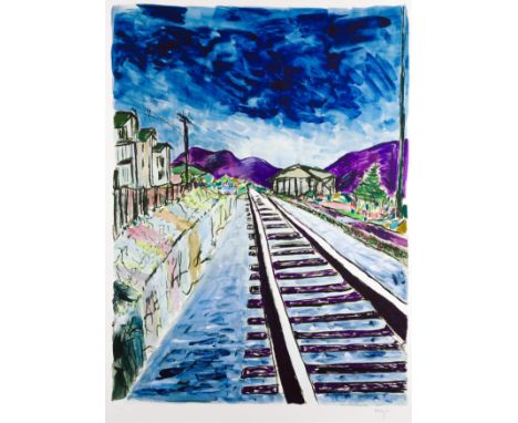 Bob Dylan,  American b.1941-Train Tracks, 2013;giclée print in colours on Hahnemühle wove,  signed in pencil and numbered 109