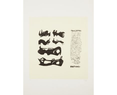 Henry Moore OM CH FBA,&nbsp;British 1898-1986,&nbsp;Silhouette Figures with Border Design, 1973;&nbsp;lithograph in 2 colours