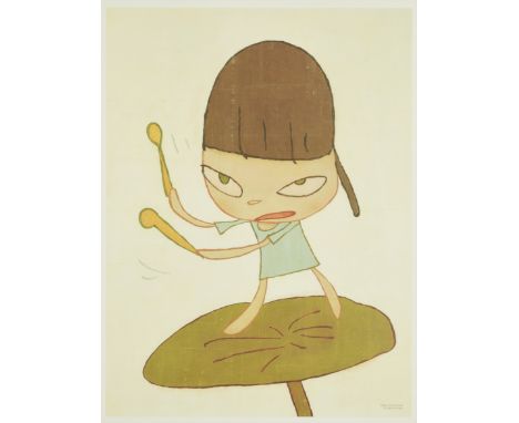 Yoshitomo Nara,  Japanese b.1959-  Marching on a Butterbur Leaf, 2020; offset lithograph in colours on wove,  published by Da