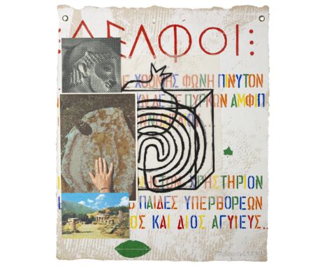 Joe Tilson RA,  British 1928-2023,Delphic Oracle, 1980;silkscreen and collage on wove, signed in pencil and dated,  printed b