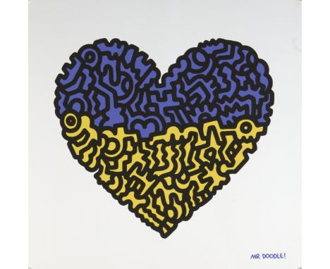 Mr Doodle, British b.1994- Doodle for Ukraine;3 colour gicl&eacute;e Archival pigment print on 310gsm matte wove, stamped sig