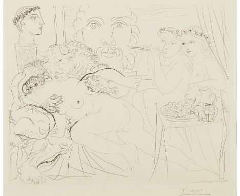 Pablo Picasso,  Spanish 1881-1973,Minotaure Caressant Une Femme, 1933;etching on laid paper,  signed in pencil, from the edit